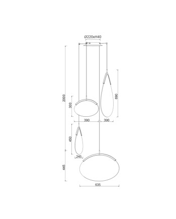 OASIS * LAMPARA LED 54W ORO - 4 COLGANTES - DIMABLE TRIAC